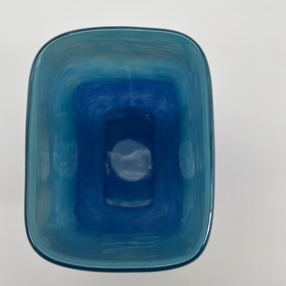 Vintage Multi-Tone Blue and Pink Pearlized Glazed Glass Vase - Picture 5 of 9